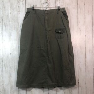 Frayed Jeans Army Green Carpenter Midi Length Skirt 10/12